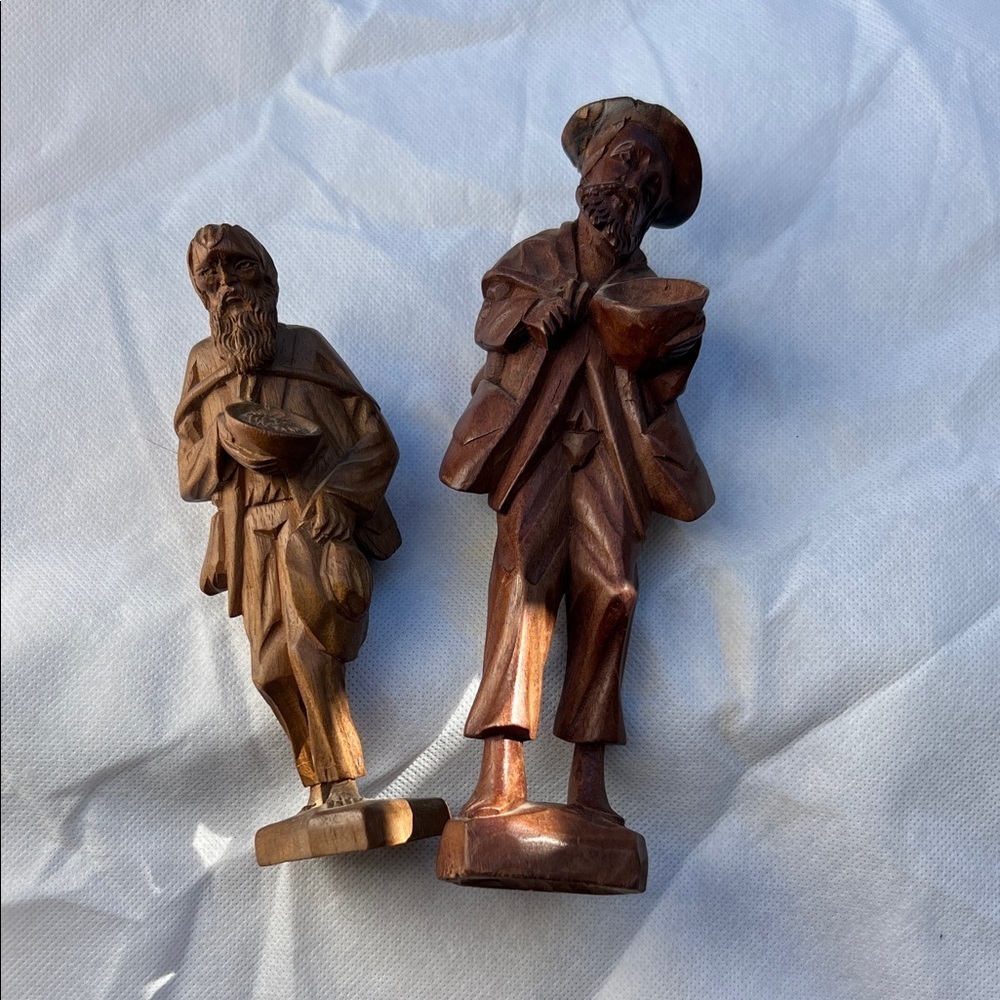 Set of two vintage Handcrafted Wooden Figurines